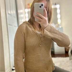 Abercrombie and Fitch brown crochet hoodie
